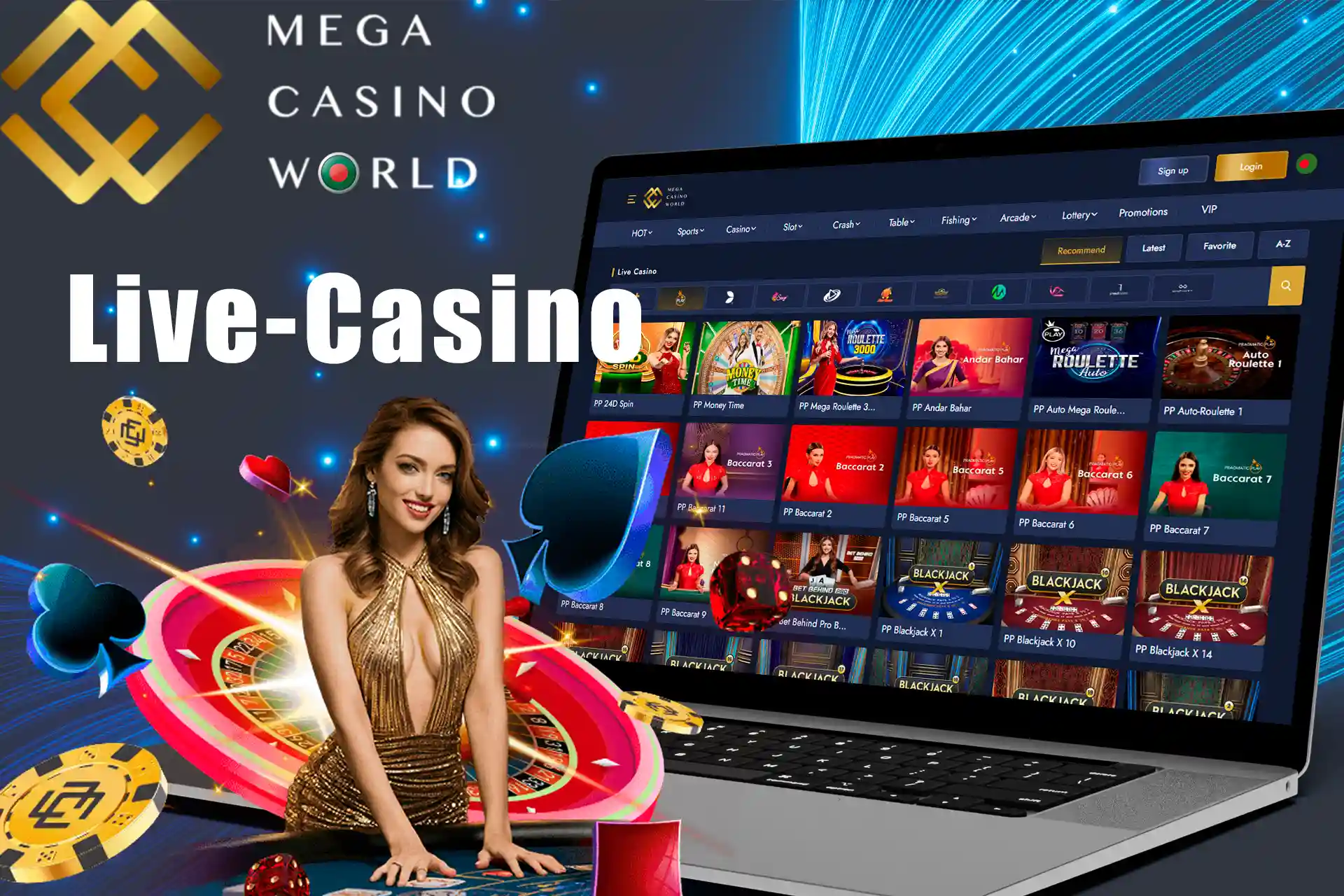 The Live Casino section offers live streams with a wide selection of games.