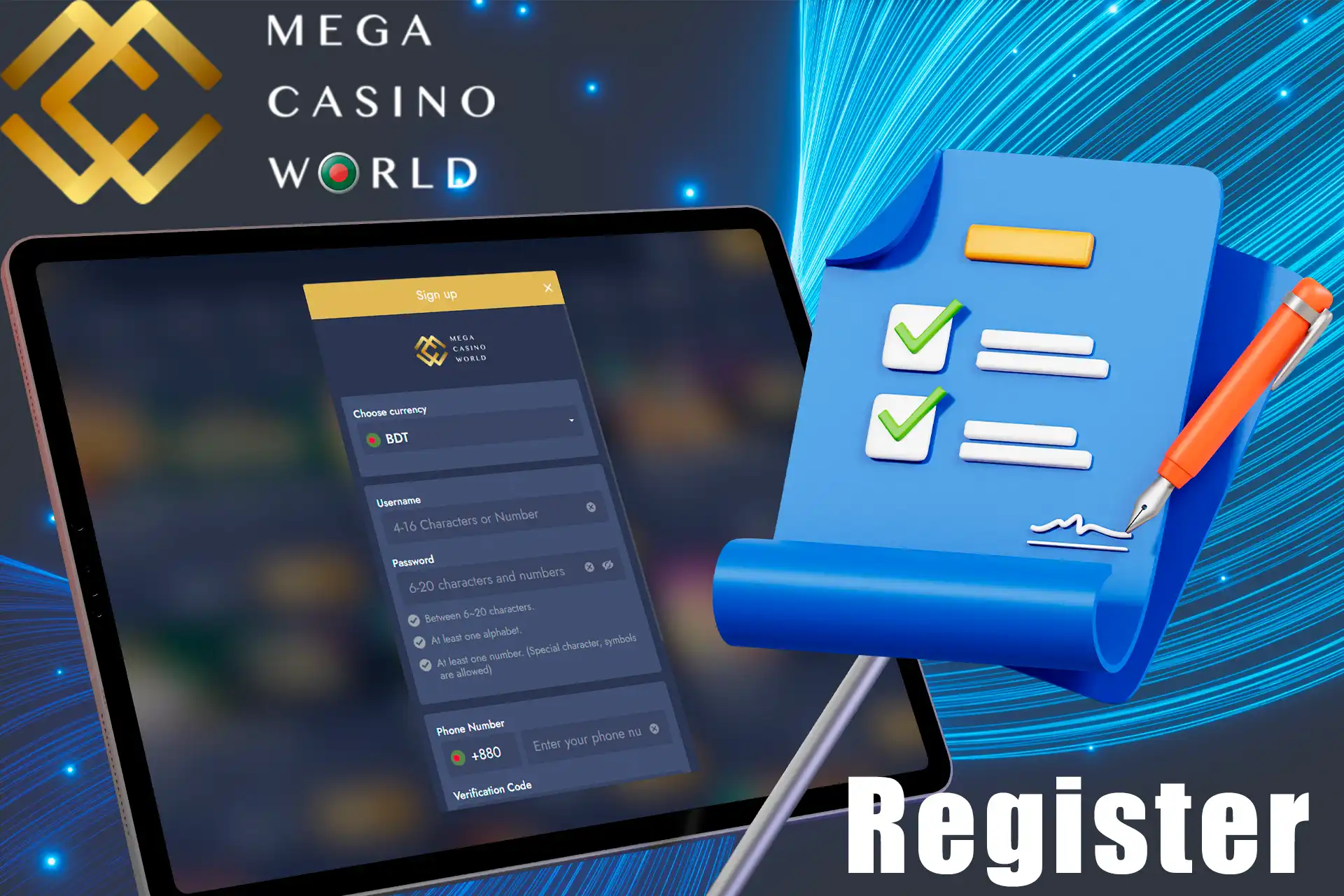 Easy and fast registration at MCW Casino